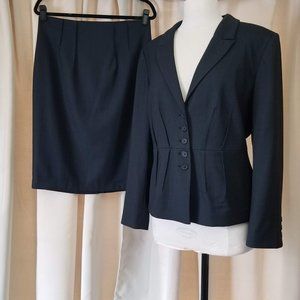 Black, Teal Halogen Skirt Suit